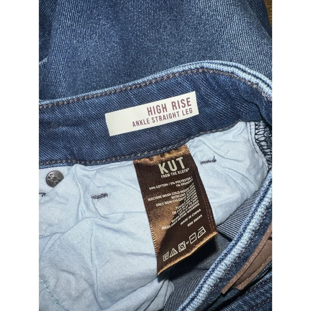 NWT! Kut From The Kloth Amy Frayed Hem High Rise Boyfriend Jeans Indigo Blue 20W - Picture 8 of 11